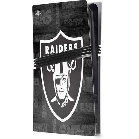 NFL Las Vegas Raiders Black & White PS5 Pro Console Skin